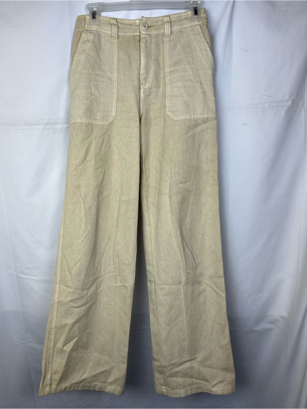 BP.‎ High Waist Wide Leg Pants Flap Pockets Beige Sz 24